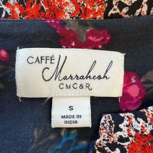 Caffe Marrakesh Orange and Dark Grey Multi Floral Tunic Blouse. Size Small - Picture 10 of 12